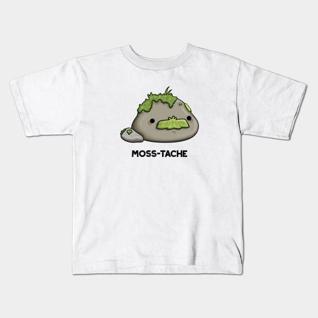 Moss-tache Funny Moustache Pun Kids T-Shirt by punnybone